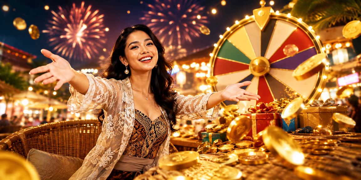 Suasana malam pasar dengan meja roulette berputar dan keramaian pengunjung yang antusias